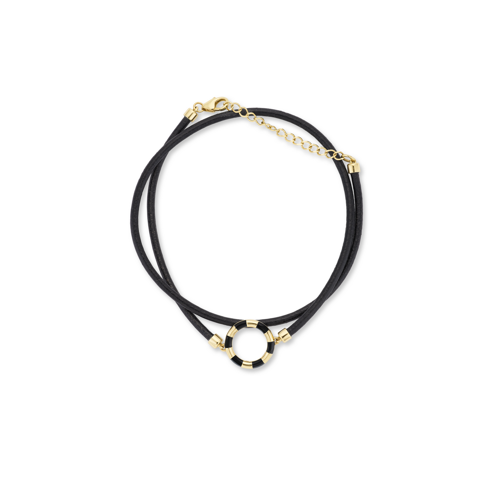Leather wrap bracelet with 14k gold serpent clasp, by Nicole Couronne